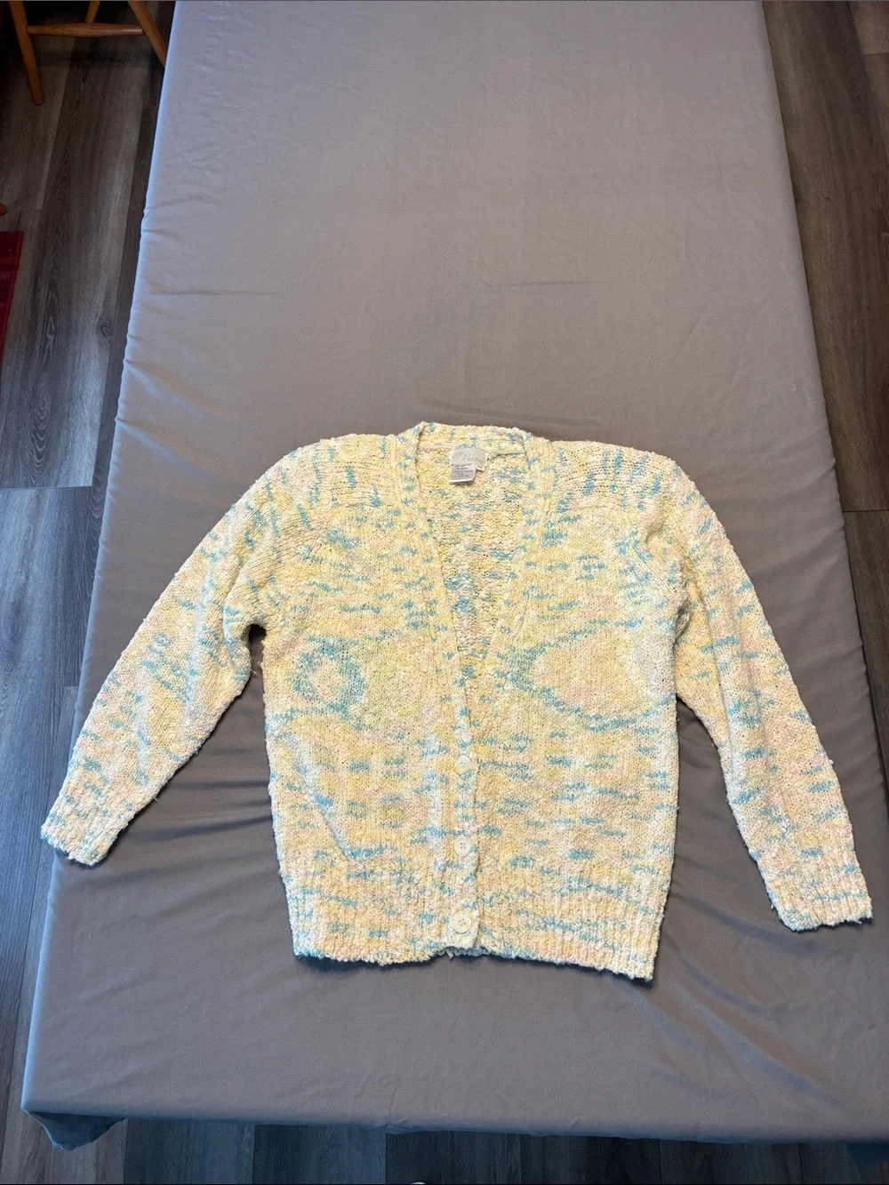 Pastel Speckled V-Neck Cardigan Sweater - Yellow & Light Blue